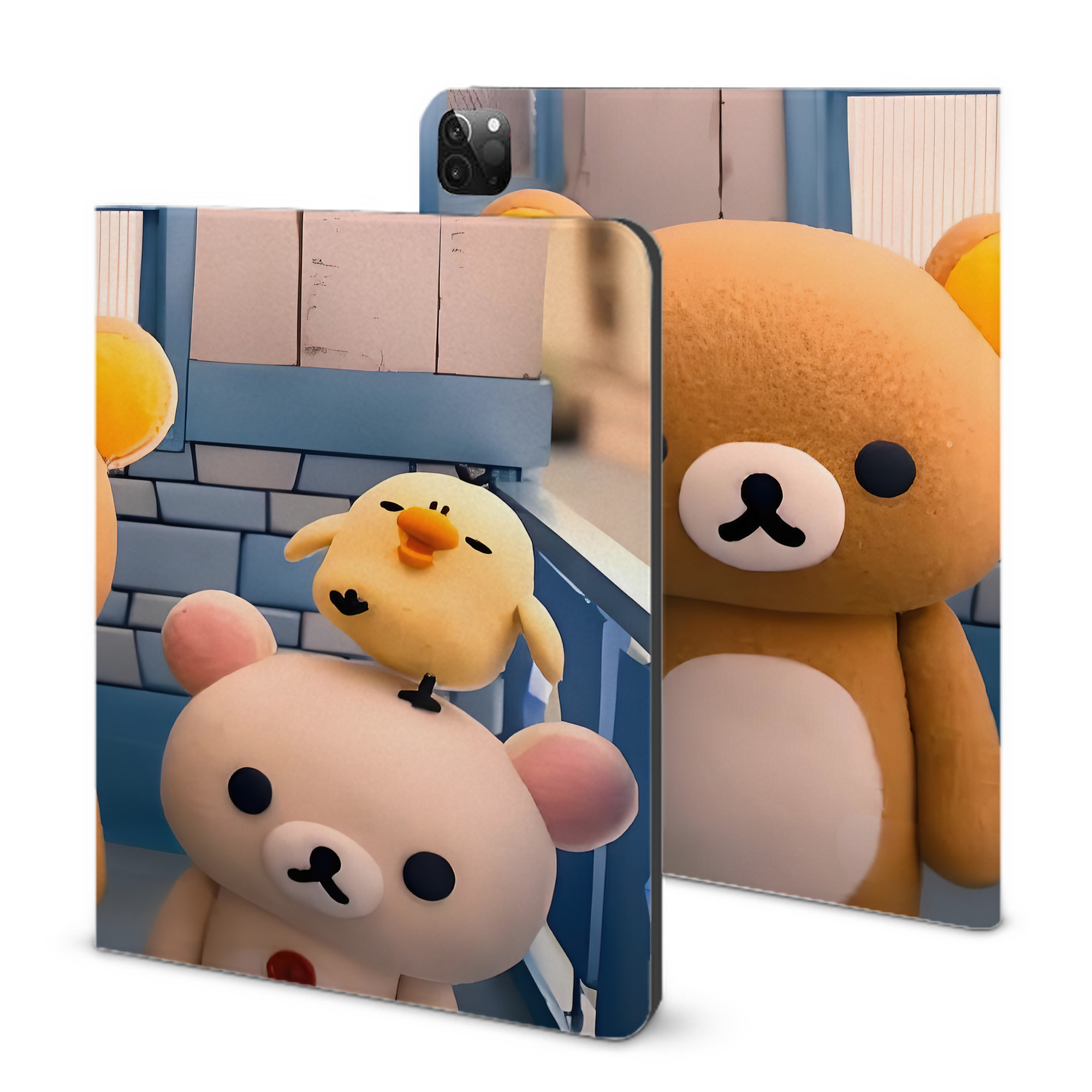 （画像用） リラックマ リラックマ キイロイトリ Rilakkuma Korilakkuma Kiiroitori IPadケース ペンホルダー付き ブックスタイルデザイン